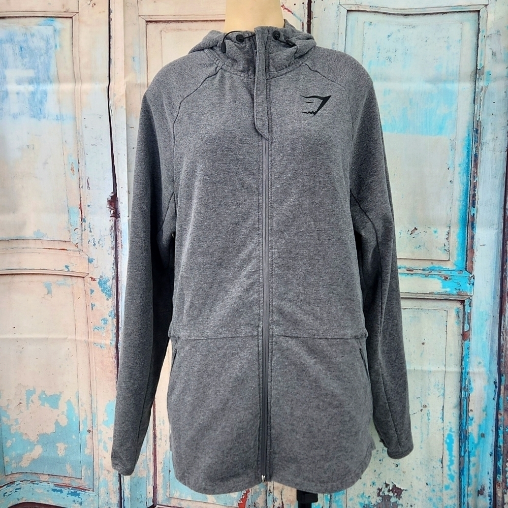 Gymshark Long Full Zip Gray Hoodie